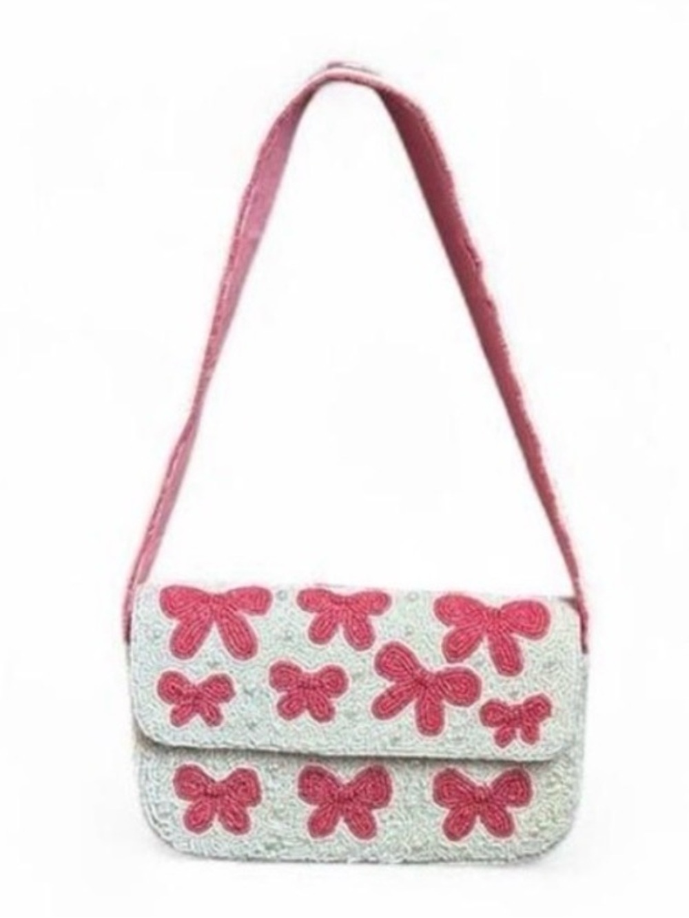 Francesca's Collections Pink Beaded Bow Shoulder Bag